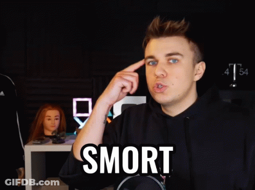 Young Man Holding Finger To Forehead Saying Smrt GIF