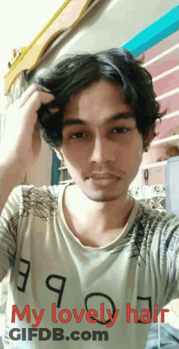 Young Man Holding Hair Saying My Lovely Hair GIF