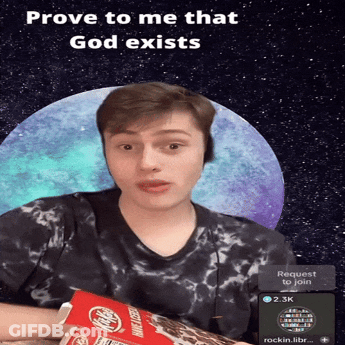 Young Man Holding Ritz Crackers Says Prove To Me That God Exists GIF