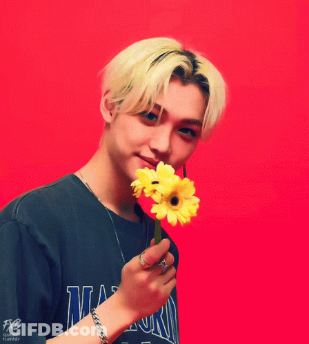 Young Man Holding Yellow Flower Saying FB Tumblr GIF