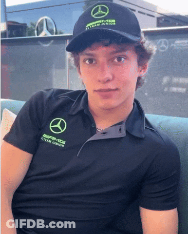 Young Man In Black AMG Team Junior Shirt GIF
