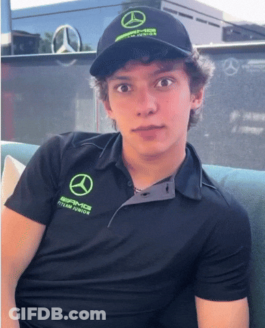 Young Man In Black AMG Team Junior Shirt GIF