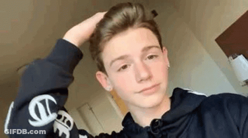 Young Man In Black Hoodie Holding Hair GIF