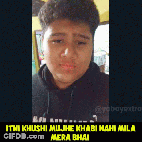 Young Man In Black Hoodie Itni Khushi Mujhe Khabi Nahi Mila Mera Bhai GIF