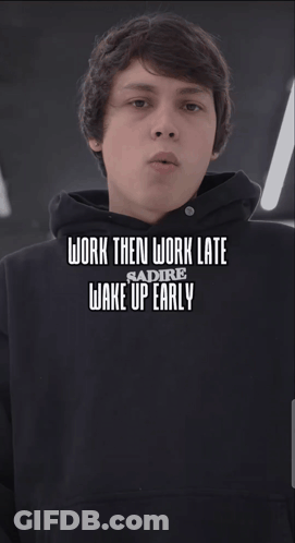 Young Man In Black Hoodie Work Then Work Late Wake Up Early GIF