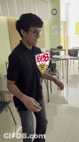Young Man In Black Shirt With SVS Shield GIF