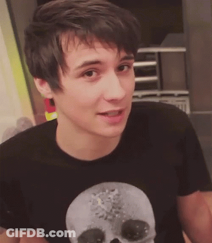 Young Man In Black Skull T-Shirt Making Funny Face GIF