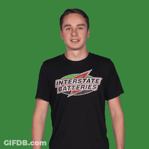 Young Man In Black T-Shirt Saying Integrate Batteries GIF
