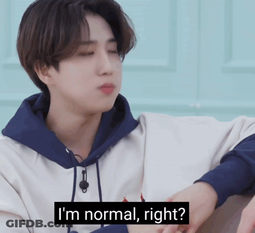 Young Man In Blue And White Hoodie Asking If He Is Normal GIF