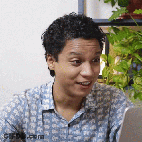 Young Man In Blue Elephant Shirt GIF