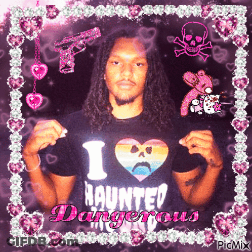 Young Man In Blue Haunted Mound Shirt GIF