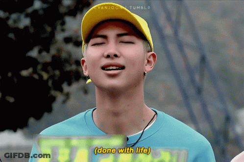Young Man In Blue Shirt And Yellow Hat Says Done With Life GIF