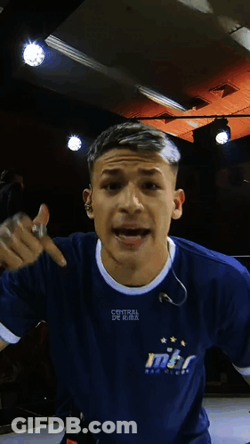 Young Man In Blue Shirt Central De MMA GIF