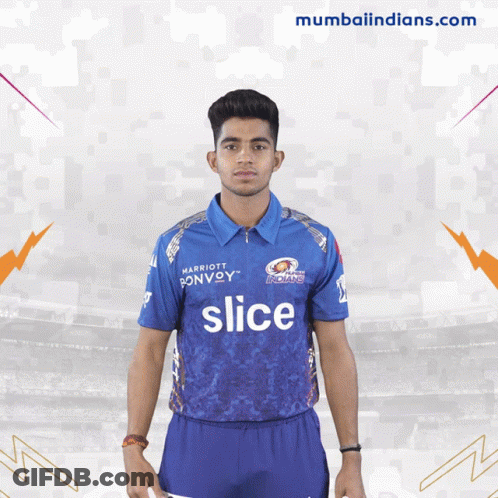 Young Man In Blue Shirt Saying Slice GIF