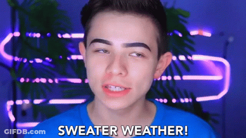 Young Man In Blue Shirt Says Sweater Weather GIF