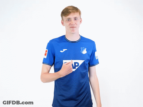 Young Man In Blue Shirt With Letter P GIF