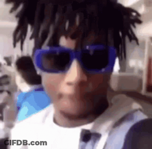 Young Man In Blue Sunglasses Taking Selfie GIF