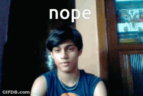 Young Man In Blue Tank Top Says Nope GIF