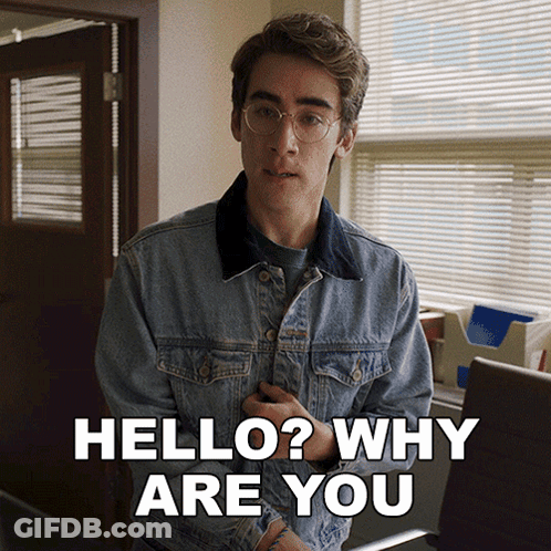 Young Man In Denim Jacket Saying Hello Why Are You GIF