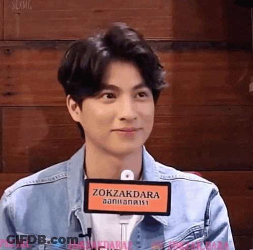 Young Man In Denim Jacket With Zokazdara Sign GIF