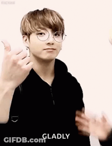 Young Man In Glasses And Black Hoodie Thumbs Up GIF