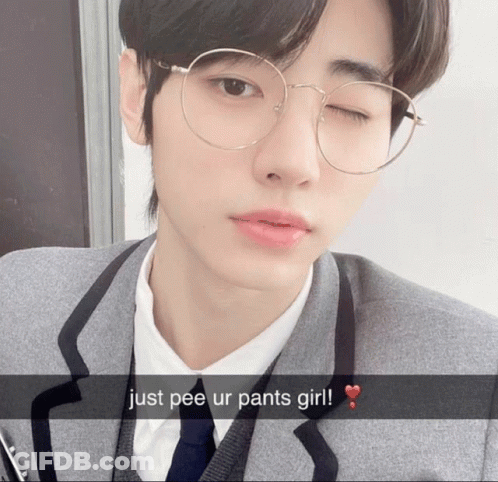 Young Man In Glasses And Suit Says Just Pee Ur Pants Girl GIF