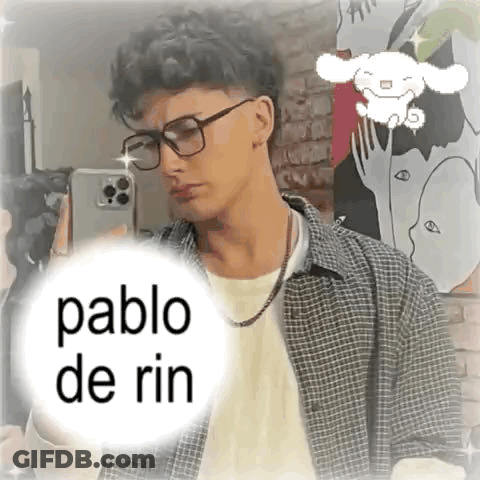 Young Man In Glasses Taking Selfie In Mirror GIF