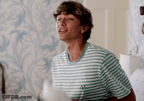 Young Man In Green And White Striped Shirt With BFF On Back GIF