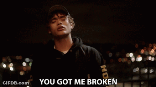 Young Man In Hat And Hoodie Saying You Got Me Broken GIF