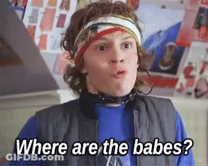 Young Man In Headband Asking Where Are The Babes GIF
