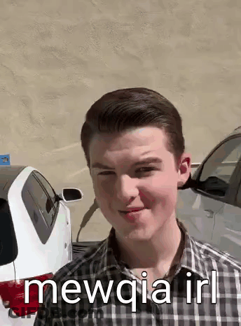 Young Man In Plaid Shirt Standing In Front Of White Car GIF