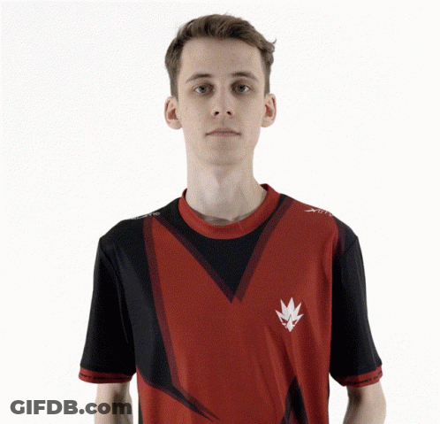Young Man In Red And Black Maple Leaf Shirt GIF
