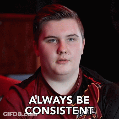 Young Man In Red And Black Shirt Says Always Be Consistent GIF