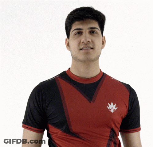 Young Man In Red And Black Shirt With White Leaf GIF