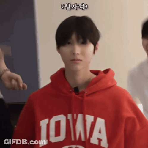 Young Man In Red Iowa Hoodie GIF