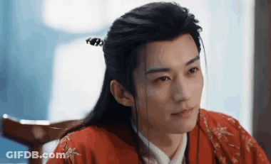 Young Man In Red Kimono With Hairpin GIF