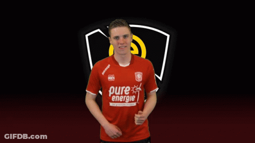 Young Man In Red Pure Energie Shirt GIF