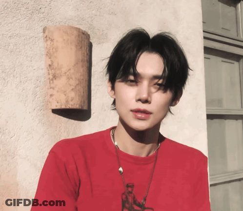 Young Man In Red Shirt GIF