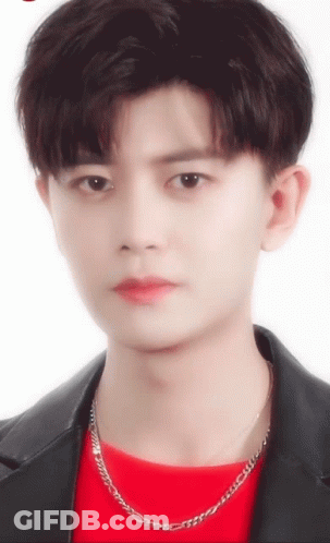 Young Man In Red Shirt And Chain GIF