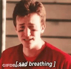 Young Man In Red Shirt Crying Sad Breathing GIF