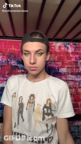 Young Man In Spice Girls T-Shirt GIF