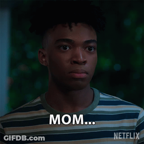 Young Man In Striped Shirt Says Mom GIF