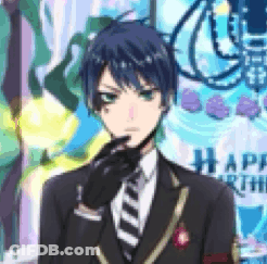 Young Man In Suit And Tie With Birthday Card GIF