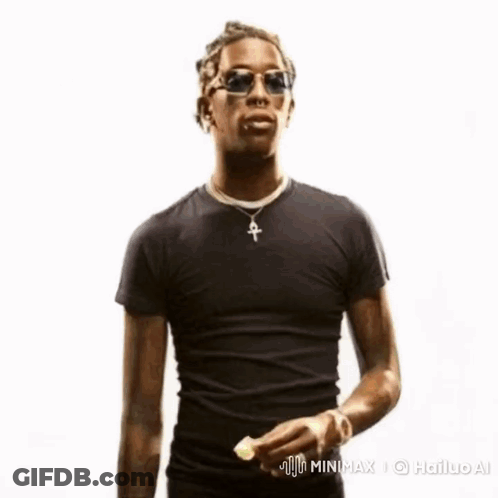 Young Man In Sunglasses And Black Shirt Holding Wand GIF