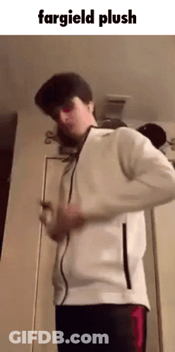 Young Man In White Jacket In Front Of Door Saying Fargeld Plush GIF