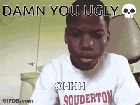 Young Man In White Shirt Saying Damn You Ugly GIF