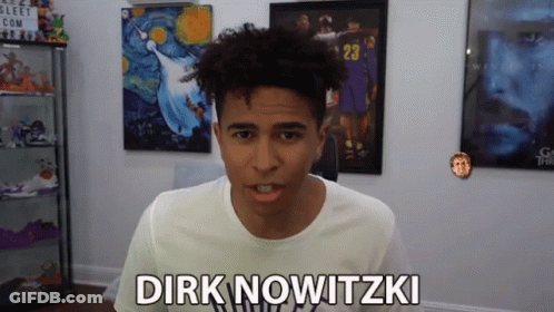 Young Man In White Shirt With Dirk Nowitzki GIF