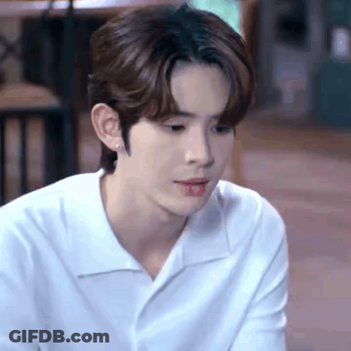 Young Man In White Shirt With Pink Lipstick GIF