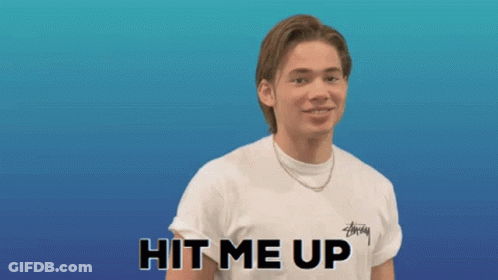Young Man In White Stussy T-Shirt Says Hit Me Up GIF