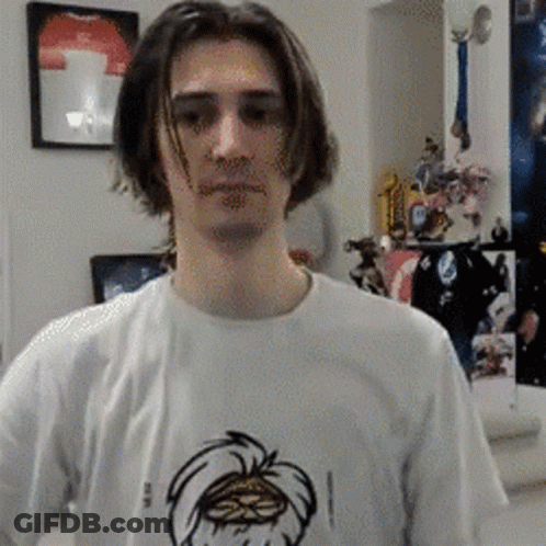 Young Man In White T-Shirt With Lion Drawing GIF